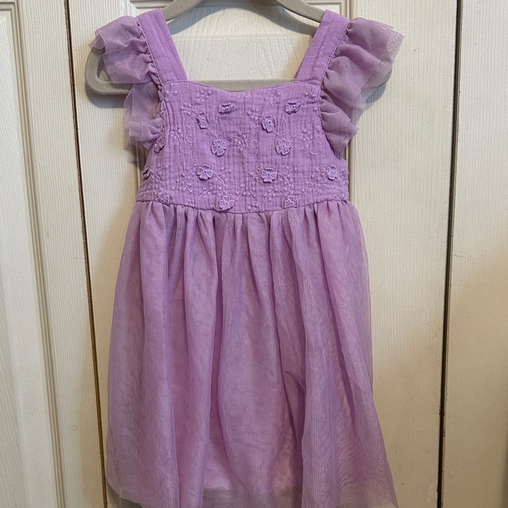 Cat & Jack Lavender Dress with Ruffle Sleeves